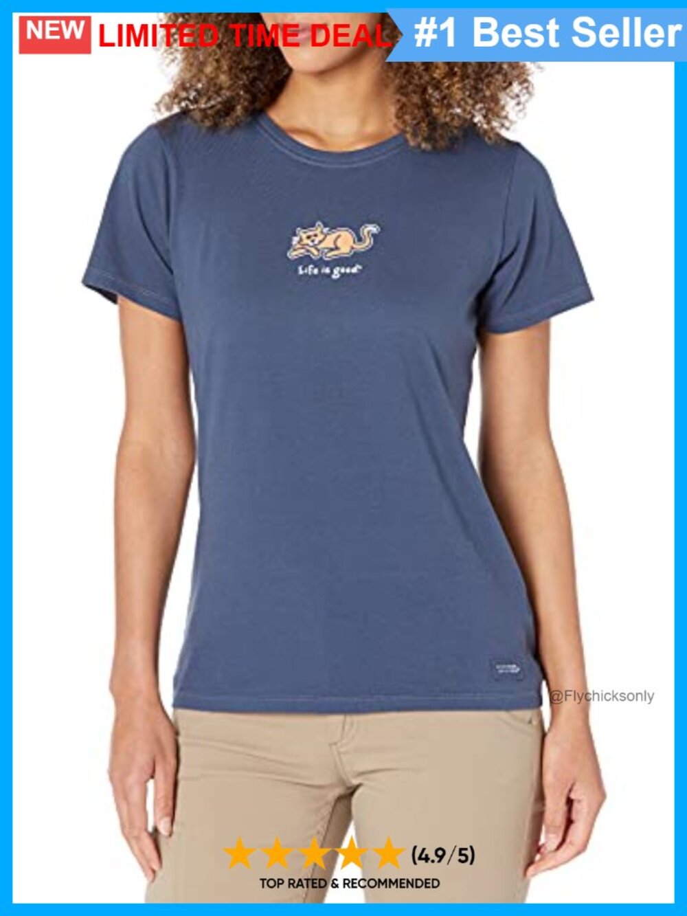 Life is Good Women's Vintage Crusher Graphic T-Shirt Cat